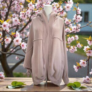 We The Free Hooded Cardigan Oversized Heavy Cotton Blush Boho Slouchy Jacket M